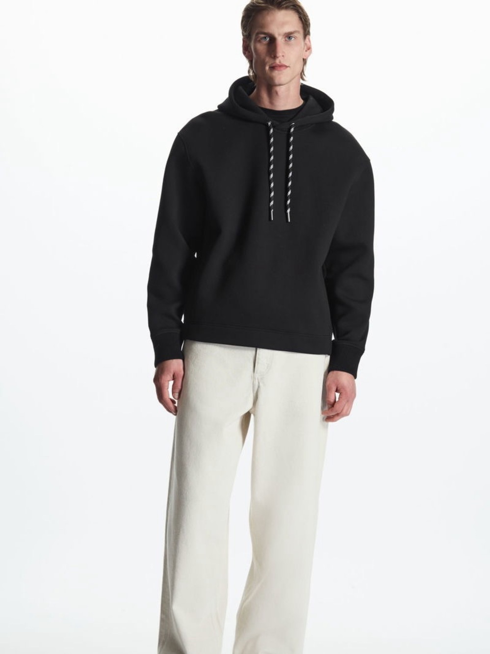 COS Relaxed Black Scuba Hoodie Large